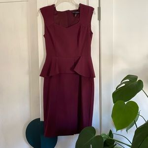 White House Black Market Merlot Peplum Power Dress